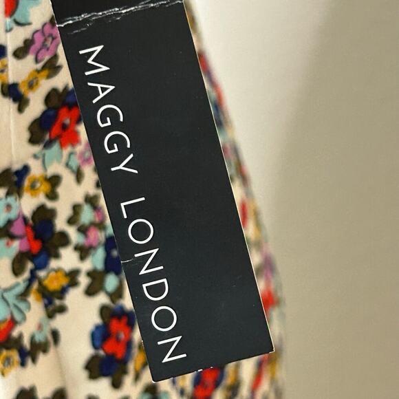 Maggy London NWT floral sleeveless sheath v-neck midi dress size 10 - Picture 6 of 10